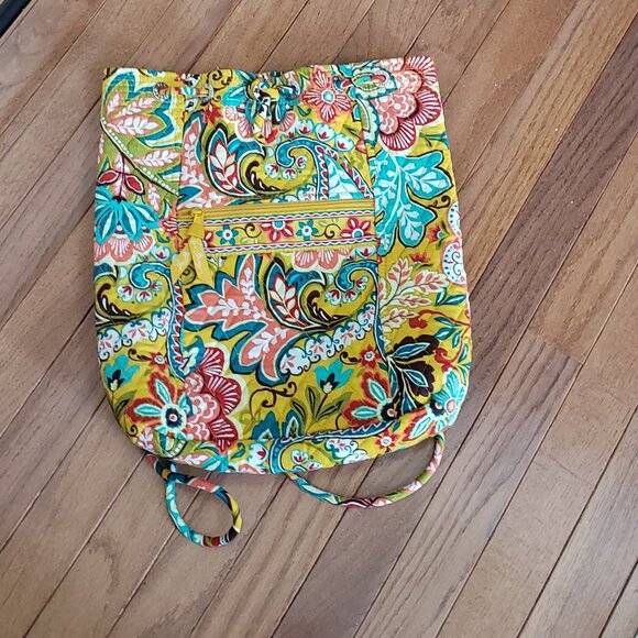 Vera Bradley Provencal Yellow Flower Drawstring Backpack - Picture 5 of 9